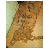 Manual Chain Hoist with Rusted Chain and Hooks