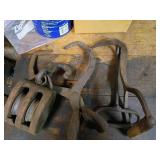 Antique Iron Ice Tongs and Pulley