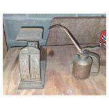 Antique Pelouze Scale & Vintage Oil Can