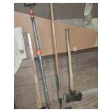 Workshop Clamp, Hoe, and Double Bit Axe Lot