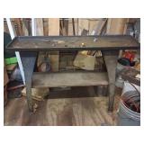 Vintage Metal Utility Work Table with Shelf