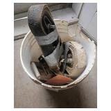 Bucket of Used Ratchet Straps and Hardware