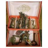 Vintage Skeleton and Barrel Keys in Case