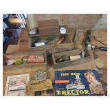 Vintage Tools, Hardware, Erector Set book, and mor