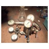 Pressure Gauges, Pyrex Flask, Regulators