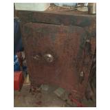 Vintage Heavy Steel Safe with Key and Combo