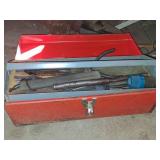 Metal Tool Box with Vintage Hand Tools Assortment