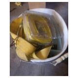 Bucket of Yellow Straps and Mixed Hardware