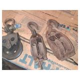 Three Vintage Metal Industrial Pulleys