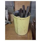 Large Assorted Metal Drill Bits in Yellow Can