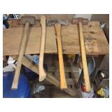 2 Sledge Hammers, Axe, and Handle