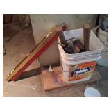 Bucket of Hammers, Mallet, Level & Hand Tools
