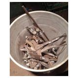 Bucket Containing Mixed Vise Grip Pliers
