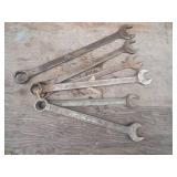 Five Large Metal Box-End and Open-End Wrenches
