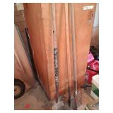 Three Used Square Shovels, Long Handles