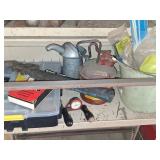Contents of Shelf: Tools, Tester, Oil Can, Pail