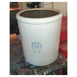 10 Gallon Stoneware Crock with Horseshoe Mark