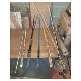 7 Vintage Fishing Rods Assorted Types