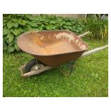 Steel Wheelbarrow with Wooden Handles and Single P