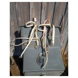 White Leather Horse Bridles, Pair