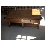 Wood Coffee Table with Two Drawers