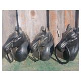 3 Cast Iron Horse Head Rings
