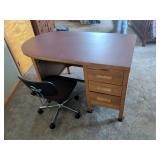 Wood Desk With Drawers and Chair