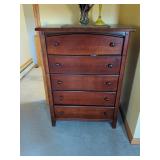 Five Drawer Dark Wood Dresser