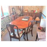 Martinsville Wood Dining Table, 2 Leaves, 6 Chairs