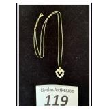 **14K gold Pearl & diamond heart necklace
