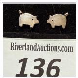 **Sterling silver pig earring studs ï¿½ signed by