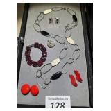 **VTG 60s Jewelry -Swank cufflinks-red clip