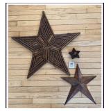 3 Vtg handmade stars ï¿½ 28 in wood