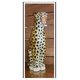 32' TALL HANDMADE TERRACOTTA LEOPARD - GLASS EYES