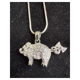 **Swarovski Crystal Piglet with Bow Pendant 17