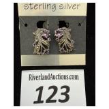 **Sterling clip earrings with amethyst and