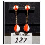 **VTG Crown Trifari drop clip earrings White &