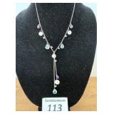 **Sterling silver lariat Y necklace with amethyst