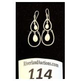 **Sterling silver dangle earrings with white