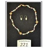**Freshwater pearl & crystal necklace and 925