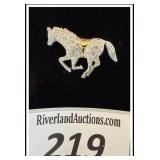 **Vintage Rhinestone Horse Brooch: Signed Roman