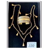**Vintage bronze bell necklace-40 inch &