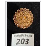 **CORO vintage 1950s brooch with topaz/Amber