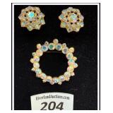 **Vintage rhinestone 3 brooch set iridescent