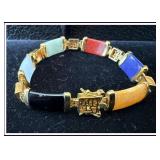**VINTAGE MULTI COLORED JADE LINKS BRACELET 1990s