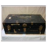 VINTAGE BLACK FLAT TOP TRUNK