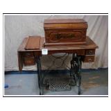 ANTIQUE-VINTAGE HOUSEHOLD TREADLE SEWING MACHINE