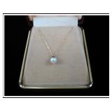 *CULTURED PEARL NECKLACE WITH 14K SOLID GOLD CHAIN