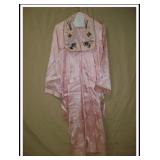 VINTAGE PINK JACQUARD SILK KIMONO STYLE ROBE -