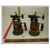 TWO OLD BRASS TORCHES